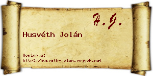 Husvéth Jolán névjegykártya